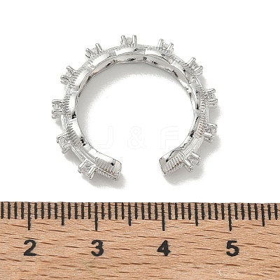 Brass Micro Pave Cubic Zirconia Cuff Open Rings RJEW-C163-12P-1