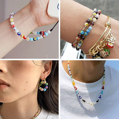 3 Strands 3 Styles Handmade Millefiori Glass Round Bead Strands LAMP-TA0002-68-1