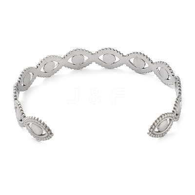 Non-Tarnish 304 Stainless Steel Hollow Horse Eye Cuff Bangle for Women BJEW-D061-05P-1