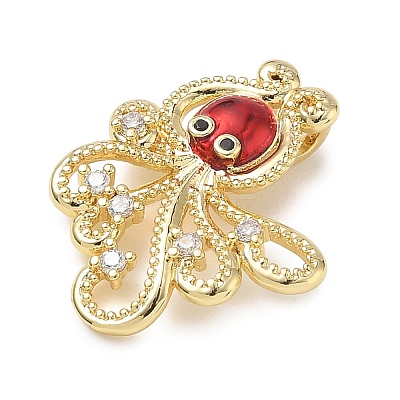Brass Enamel & Clear Cubic Zirconia Pendants KK-G603-01G-04-1