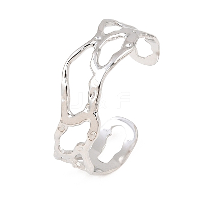 Hammered 304 Stainless Steel Cuff Bangles for Women BJEW-T023-01P-1