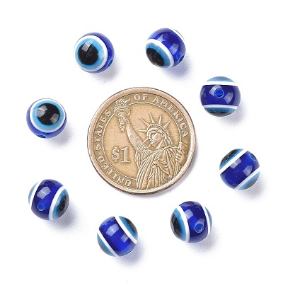 Round Evil Eye Resin Beads RESI-R159-10mm-08-1