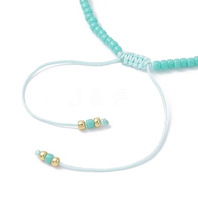 Natural Flower Amazonite & Seed Glass Beaded Braided Bead Bracelets BJEW-JB12605-02-1