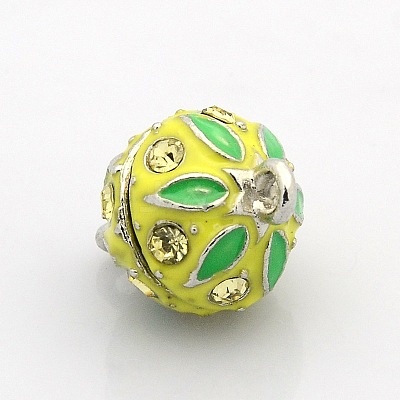 Platinum Plated Round Alloy Enamel Magnetic Clasps with Loops ENAM-P099-06-1