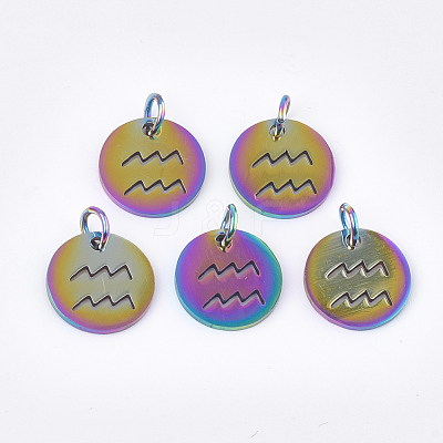 Rainbow Color Ion Plating(IP) 201 Stainless Steel Charms STAS-Q201-JN166-11-1