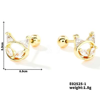 Delicate Cartoon Daily Commute Brass Pave Clear Cubic Zirconia Cartilage Earrings HK9151-4-1