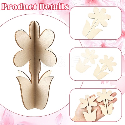 36Bags 9 Styles Unfinished Wooden Flower for Painting Arts WOOD-CJ0002-76-1
