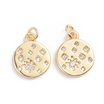 Brass Micro Pave Cubic Zirconia Pendants ZIRC-G165-07G-1