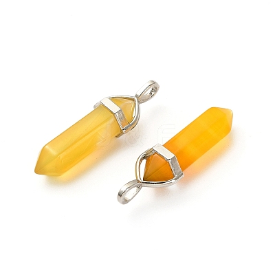 2Pcs Natural Agate Dyed Double Terminated Pointed Pendants G-YW0002-05D-1