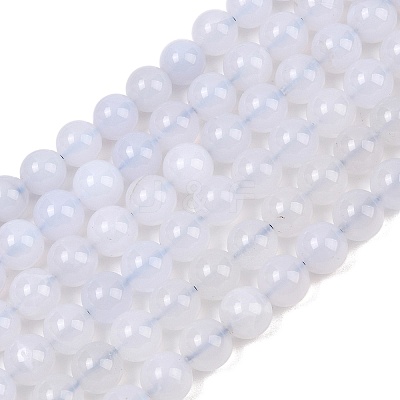 Natural Blue Chalcedony Beads Strands G-K310-C12-8mm-1