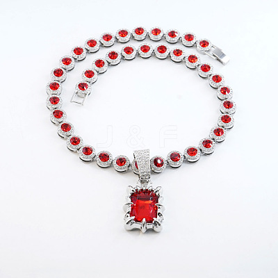 Alloy Rhinestone Rectangle Pendant Tennis Necklaces FS-WGF7BCB-04-1