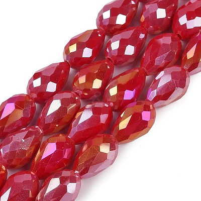 Opaque Solid Color Electroplate Glass Beads Strands EGLA-N013-P6mm-B07-1