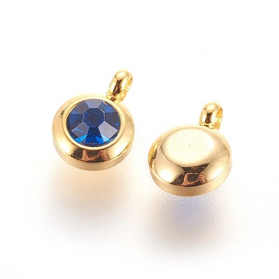 304 Stainless Steel Rhinestone Charms STAS-P237-10G-08-1