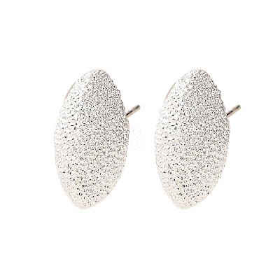 Brass Textured Stud Earrings EJEW-A143-02A-S-1