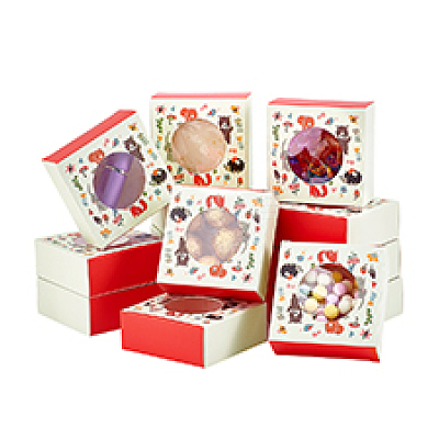 Animal Printed Cardboard Paper Handmade Soap Packaging Boxes with Round Visible Window CON-WH0086-178A-1