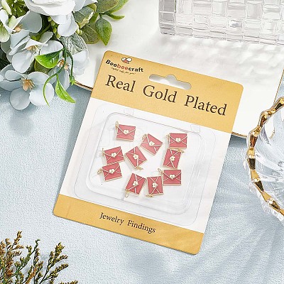 10Pcs Rack Plating Brass Enamel Pendants KK-BBC0020-60G-02-1