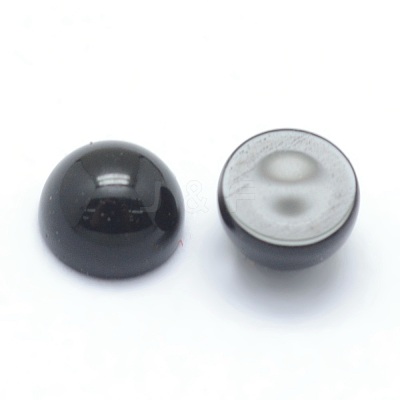 Natural Dyed & Heated Black Agate Cabochons G-P393-R02-4mm-1