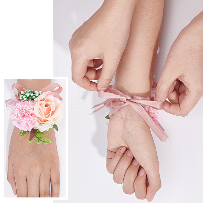 2PCS Silk Wrist Corsage AJEW-CP0001-51D-1