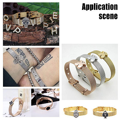 8Pcs 8 Style 304 Stainless Steel Slide Charms STAS-UN0021-02-1