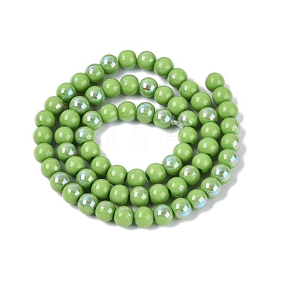 Electroplate Opaque Glass Beads Strands EGLA-Q132-6MM-01C-16-1