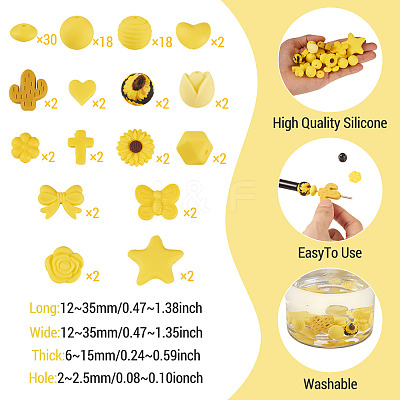 92Pcs Transparent Silicone Focal Beads SIL-TA0002-85B-1