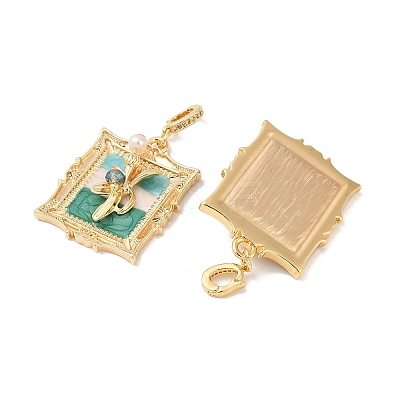 Brass Random Color Glass Pendants KK-Q030-05B-G-1