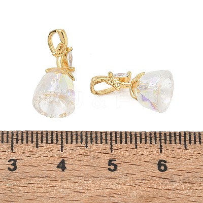 Brass Micro Pave Cubic Zirconia Pendants CU-CBA8C34-01G-01-1