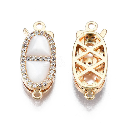 Brass Micro Pave Clear Cubic Zirconia Fishhook Clasps X-KK-Q278-001-NF-1