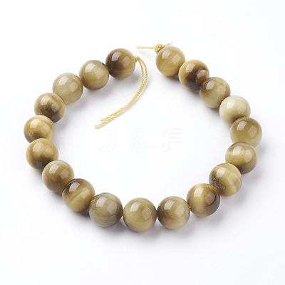 Natural Gold Tiger Eye Beads Strands X-G-C076-10mm-1AA-1