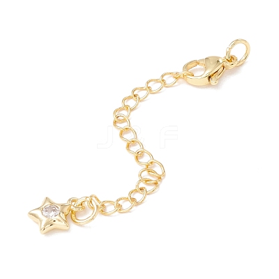 Brass Micro Pave Cubic Zirconia Chain Extender KK-C238-02G-1