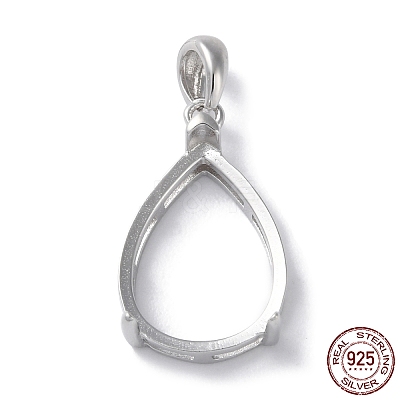 Rhodium Plated Rack Plating 925 Sterling Silver Pendants Cabochon Settings STER-NH0001-49A-P-1