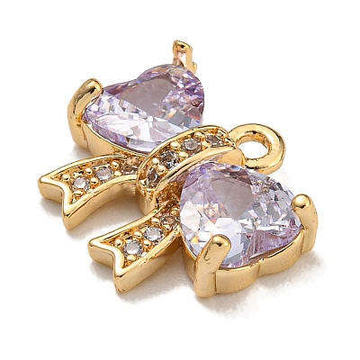 Brass Micro Pave Cubic Zirconia Charms KK-U037-18G-02-1