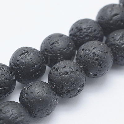 Synthetic Lava Rock Beads Strands G-F549-8mm-B10-1