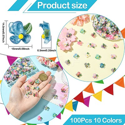 100Pcs 10 Colors Transparent Resin Cabochons FIND-CJ0004-67-1
