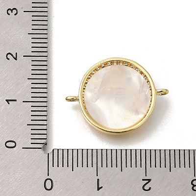 Brass Micro Pave Clear Cubic Zirconia Flat Round Saint Benedict Connector Charms KK-R002-29G-1