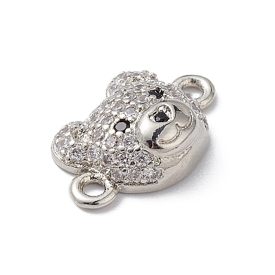Brass Micro Pave Cubic Zirconia Connector Charms KK-m240-21G-1