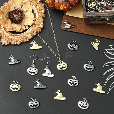30Pcs 6 Styles Halloween Themes Alloy Pendants FIND-CJ0005-47-1
