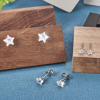 40Pcs 5 Size Crystal Rhinestone Tiny Star Stud Earrings EJEW-TA0001-13-1