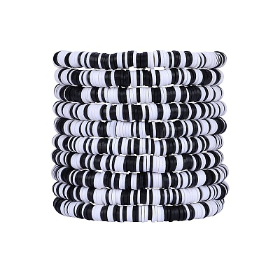 10Pcs 10 Style Polymer Clay Heishi Surfer Stretch Bracelets Set BJEW-SW00116-1