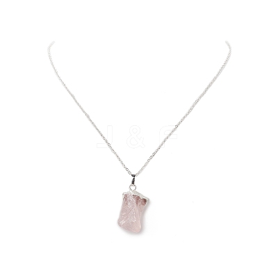 Natural Rose Quartz Geometric Pendant Necklace NJEW-JN04239-04-1