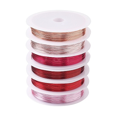 6 Rolls 6 Colors Round Copper Wire Set for Jewelry Making CWIR-NH0001-03B-0.4mm-1