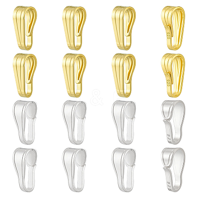 16Pcs 2 Colors 925 Sterling Silver Snap on Bails STER-PH0004-44-1