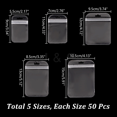 250Pcs 5 Styles Transparent Plastic Resealable Packaging Bags OPP-NB0001-03-1