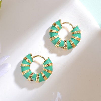 Enamel Striped Thick Hoop Earrings JE1110C-1