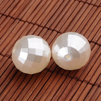 Faceted Round Acrylic Imitation Pearl Beads OACR-O002-3478-1
