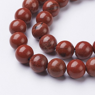 Natural Red Jasper Round Beads Strands X-GSR10mmC011-1