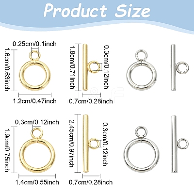 20 Sets 2 Colors 304 Stainless Steel Toggle Clasps STAS-YW0003-08B-1