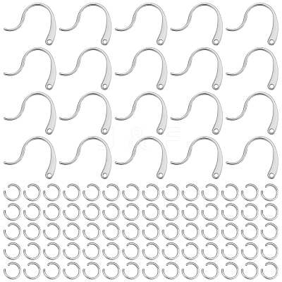 200Pcs 304 Stainless Steel Stud Earring Hooks and 200Pcs Jump Rings STAS-UN0034-93-1