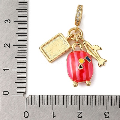 Rack Plating Brass Micro Pave Clear Cubic Zirconia European Dangle Charms X-KK-P279-32G-1