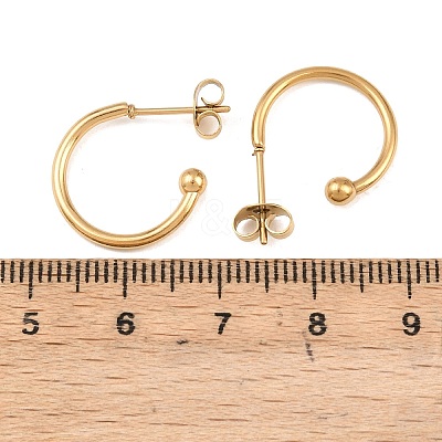 C-Shaped 304 Stainless Steel Stud Earrings EJEW-Z154-01G-02-1